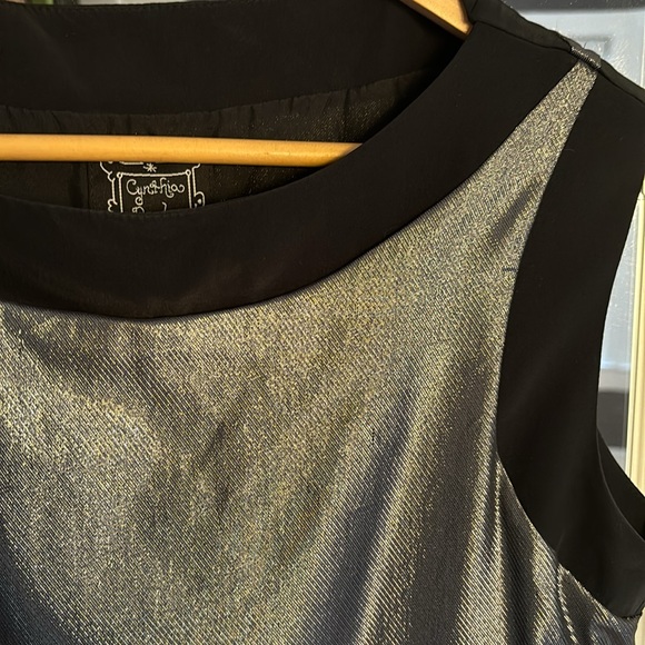 Silver and black 100% silk mini dress. Fully lined. Cynthia Rowley size M. - Picture 4 of 7
